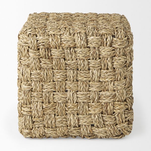 Adele 17.7L x 17.7W x 17.7H Medium Brown Seagrass Woven Square Pouf 2