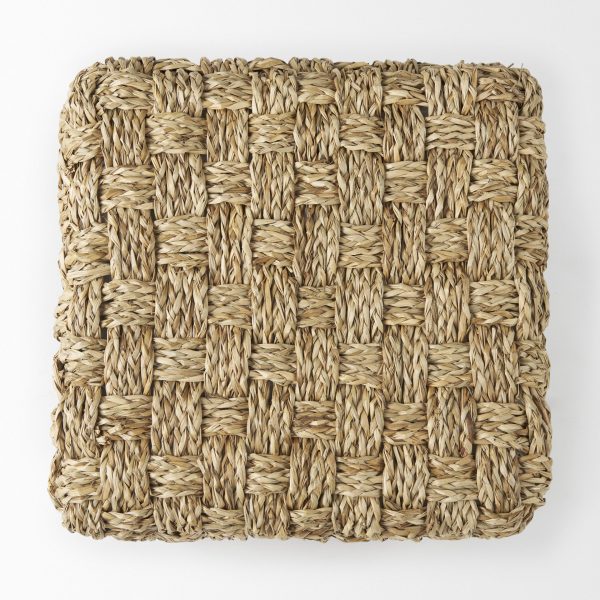 Adele 17.7L x 17.7W x 17.7H Medium Brown Seagrass Woven Square Pouf 4