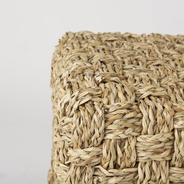 Adele 17.7L x 17.7W x 17.7H Medium Brown Seagrass Woven Square Pouf 5