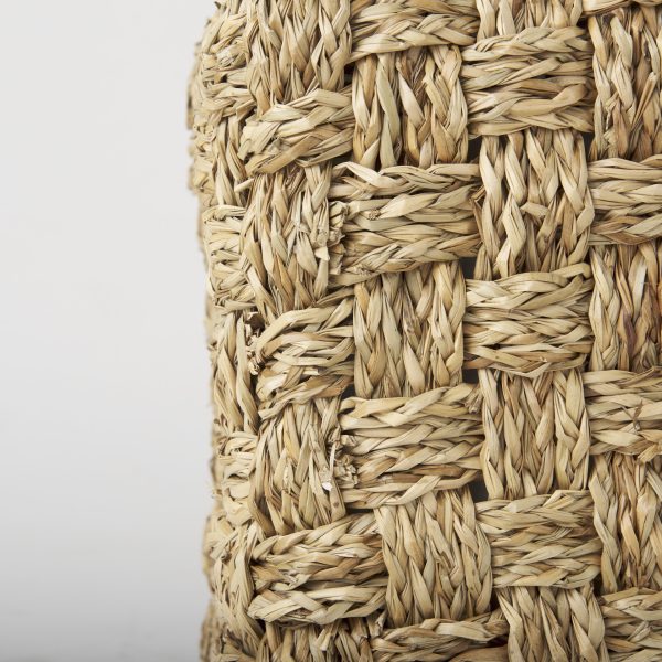 Adele 17.7L x 17.7W x 17.7H Medium Brown Seagrass Woven Square Pouf 7