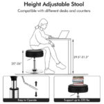 Adjustable Swivel Vanity Stool with Storage and Removable Tray