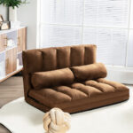 Adjustable 6-Position Foldable Floor Sofa with Washable Cover