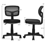 Adjustable Armless Mesh Office Chair with Wheels for Home