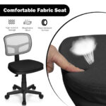 Adjustable Armless Mesh Office Chair with Wheels for Home