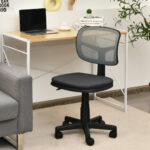 Adjustable Armless Mesh Office Chair with Wheels for Home