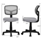 Adjustable Armless Mesh Office Chair with Wheels for Home