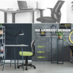 Adjustable Armless Mesh Office Chair with Wheels for Home