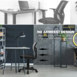 Adjustable Armless Mesh Office Chair with Wheels for Home