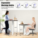 Adjustable Electric Standing Desk with Cable Management Hole 55 Inch