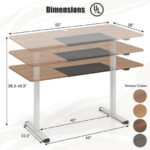 Adjustable Electric Standing Desk with Cable Management Hole 55 Inch