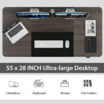 Adjustable Electric Standing Desk with Cable Management Hole 55 Inch