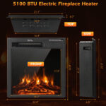 Adjustable Flame Electric Fireplace Insert with Heater and Remote Control
