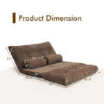Adjustable Foldable Sleeper Sofa with Pillows and Metal Frame