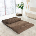 Adjustable Foldable Sleeper Sofa with Pillows and Metal Frame