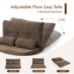 Adjustable Foldable Sleeper Sofa with Pillows and Metal Frame