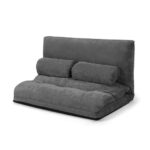 Adjustable Foldable Sleeper Sofa with Pillows and Metal Frame