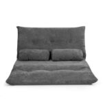 Adjustable Foldable Sleeper Sofa with Pillows and Metal Frame