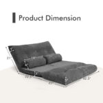 Adjustable Foldable Sleeper Sofa with Pillows and Metal Frame