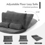 Adjustable Foldable Sleeper Sofa with Pillows and Metal Frame