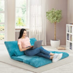 Adjustable Foldable Sleeper Sofa with Pillows and Metal Frame