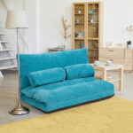Adjustable Foldable Sleeper Sofa with Pillows and Metal Frame