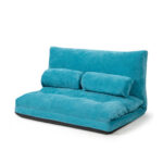 Adjustable Foldable Sleeper Sofa with Pillows and Metal Frame