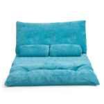 Adjustable Foldable Sleeper Sofa with Pillows and Metal Frame