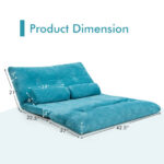 Adjustable Foldable Sleeper Sofa with Pillows and Metal Frame