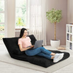 Adjustable Foldable Sleeper Sofa with Pillows and Metal Frame