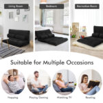 Adjustable Foldable Sleeper Sofa with Pillows and Metal Frame