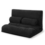 Adjustable Foldable Sleeper Sofa with Pillows and Metal Frame