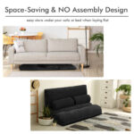 Adjustable Foldable Sleeper Sofa with Pillows and Metal Frame