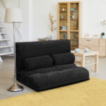 Adjustable Foldable Sleeper Sofa with Pillows and Metal Frame