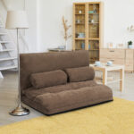 Adjustable Foldable Sleeper Sofa with Pillows and Metal Frame