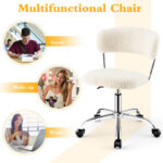 Adjustable Sherpa Swivel Office Chair with Rolling Casters
