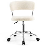 Adjustable Sherpa Swivel Office Chair with Rolling Casters