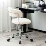 Adjustable Sherpa Swivel Office Chair with Rolling Casters