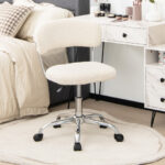 Adjustable Sherpa Swivel Office Chair with Rolling Casters