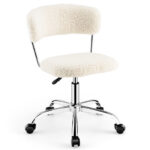 Adjustable Sherpa Swivel Office Chair with Rolling Casters