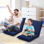 Adjustable Six-Position Folding Floor Chair with Cushion Comfort
