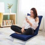 Adjustable Six-Position Folding Floor Chair with Cushion Comfort