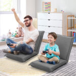 Adjustable Six-Position Folding Floor Chair with Cushion Comfort