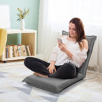 Adjustable Six-Position Folding Floor Chair with Cushion Comfort