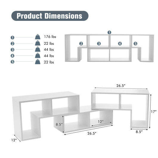 Adjustable TV Stand with Shelves for TVs Up to 65 Inches (3-Piece) 12 Adjustable TV Stand with Shelves for TVs Up to 65 Inches (3-Piece) - Image 12