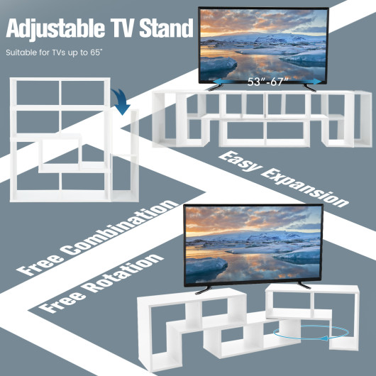 Adjustable TV Stand with Shelves for TVs Up to 65 Inches (3-Piece) 14 Adjustable TV Stand with Shelves for TVs Up to 65 Inches (3-Piece) - Image 14