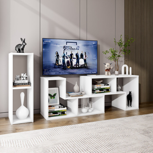 Adjustable TV Stand with Shelves for TVs Up to 65 Inches (3-Piece) 9 Adjustable TV Stand with Shelves for TVs Up to 65 Inches (3-Piece) - Image 9
