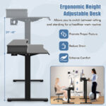 55 Inch x 24 Inch Height Adjustable Electric Standing Desk with Drawers and Monitor Shelf