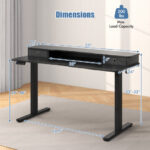 55 Inch x 24 Inch Height Adjustable Electric Standing Desk with Drawers and Monitor Shelf
