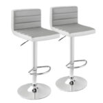 Ergonomic Adjustable Barstools with PU Leather and Footrest (Set of 2)