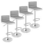 Ergonomic Adjustable Barstools with PU Leather and Footrest (Set of 2)